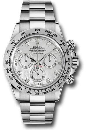 Replica Rolex White Gold Cosmograph Daytona 40 Watch 116509 White Mother-Of-Pearl Diamond Dial